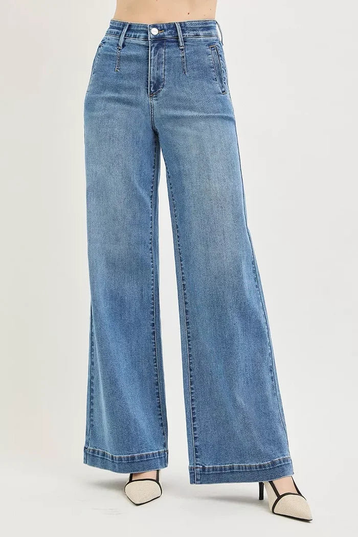 Tummy Control High Rise Wide Leg Jeans