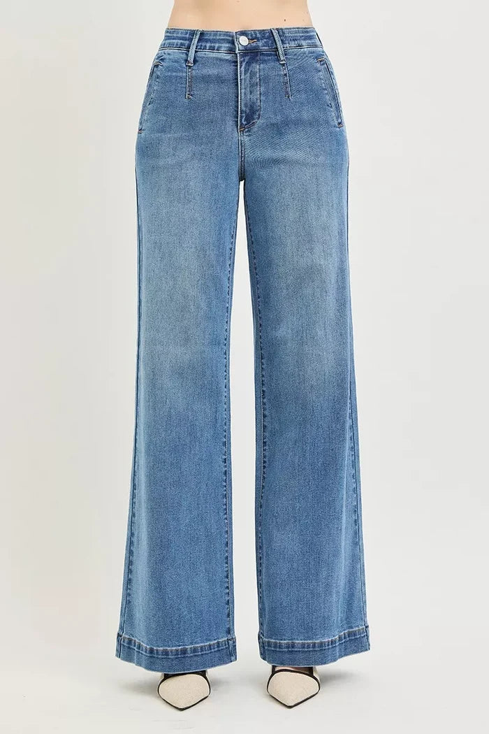 Tummy Control High Rise Wide Leg Jeans