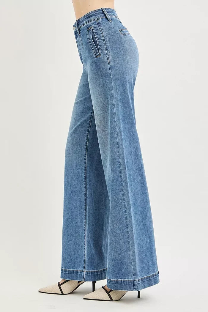 Tummy Control High Rise Wide Leg Jeans