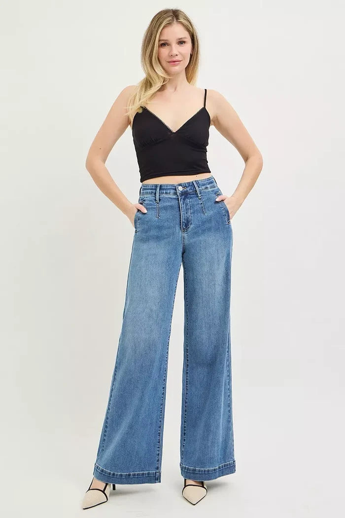 Tummy Control High Rise Wide Leg Jeans