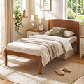 Twin Platform Bed Frame with Curved Wood Headboard