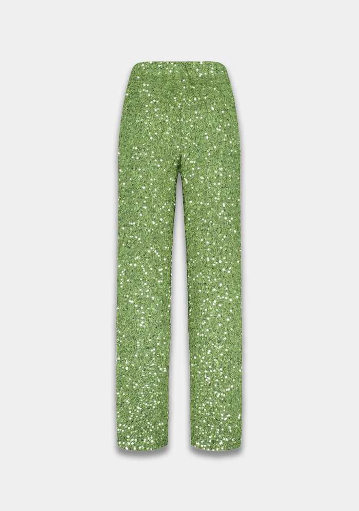 UNICORN ladies Luxury Sparkle Pants Pistachio Green – Straight Leg Sequin Trousers xs s m l xl