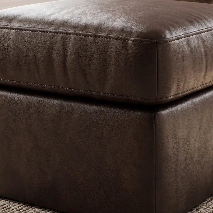 Valerie Brown Leather Footstool - Furniture Instore
