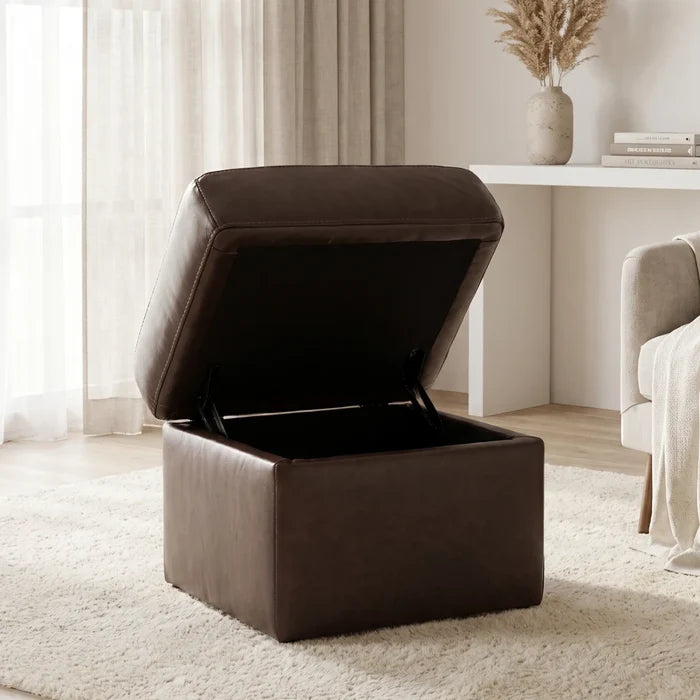 Valerie Brown Leather Footstool