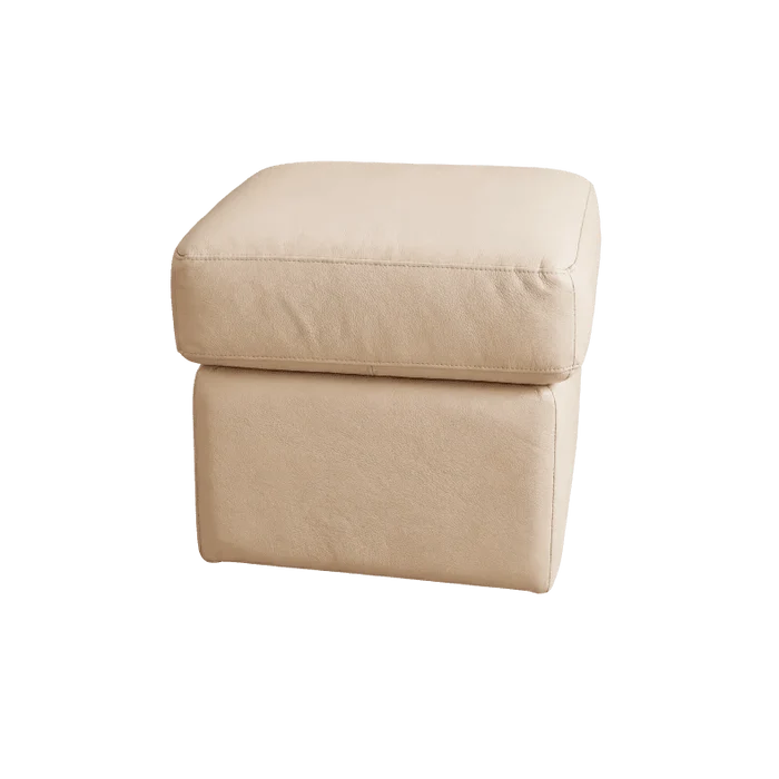 Valerie Cream Leather Footstool - Furniture Instore