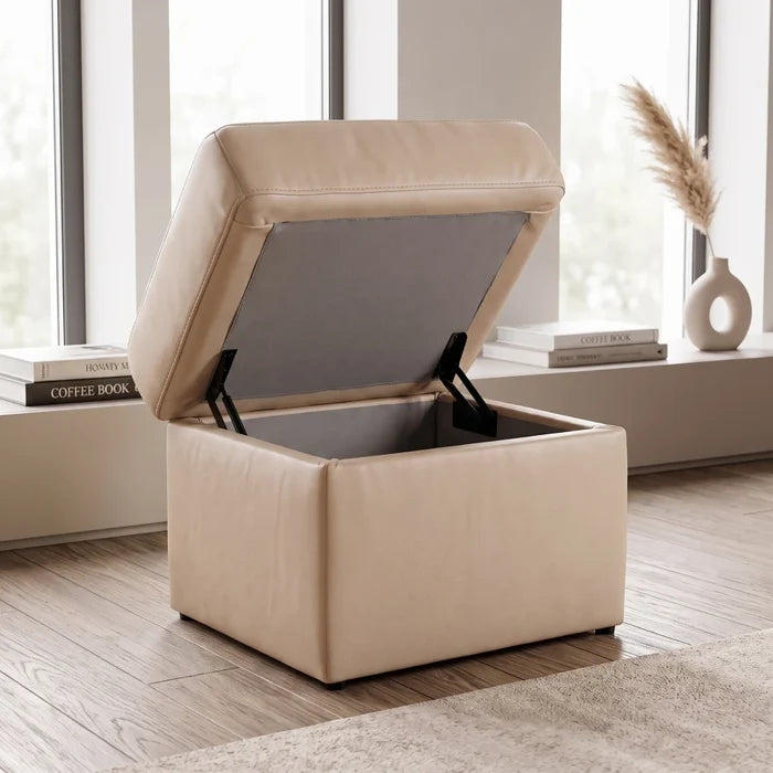 Valerie Cream Leather Footstool
