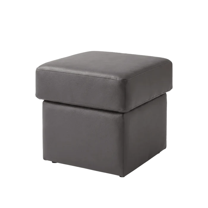 Valerie Grey Leather Footstool - Furniture Instore