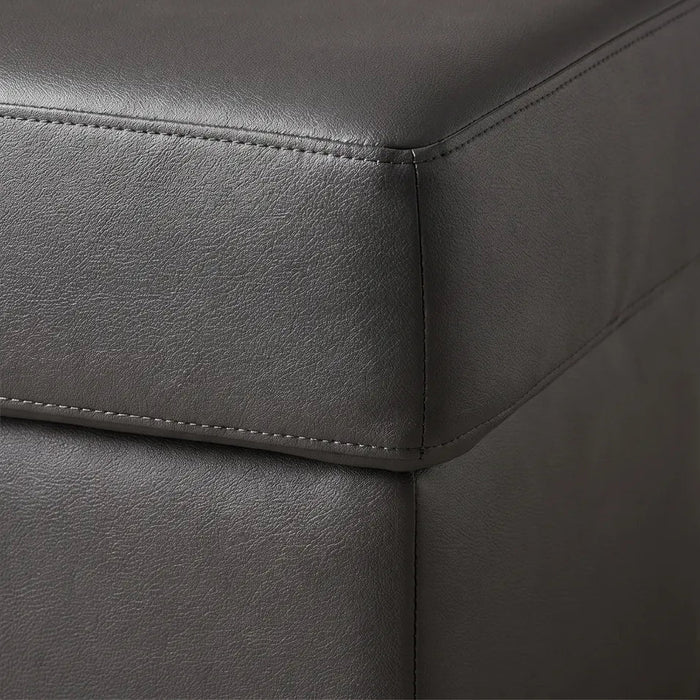 Valerie Grey Leather Footstool - Furniture Instore