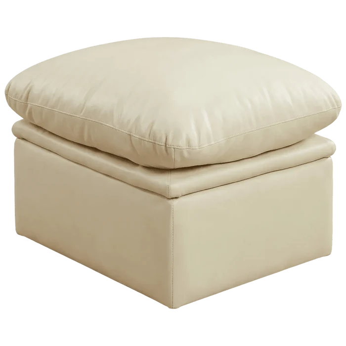 Verona Cream Leather Footstool - Furniture Instore