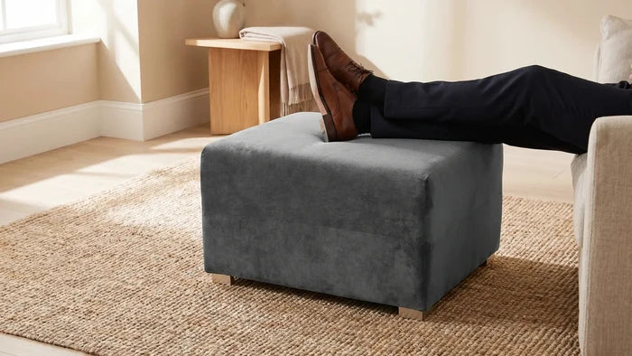 Verona Grey   Fabric Footstool
