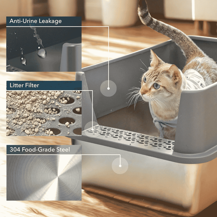 XXL Stainless Steel Cat Litter Box