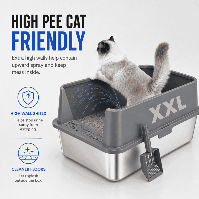 XXL Stainless Steel Cat Litter Box